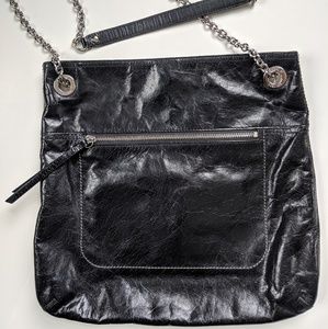 Coach Flat Genuine Leather Bag in Black w Silver